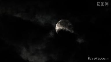 夜晚唯美月亮<strong>月球</strong>云中月多云